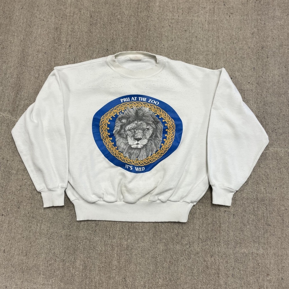 vintage Lion Zoo sweatshirt mens large white 1990s Pru Comedy Toronto